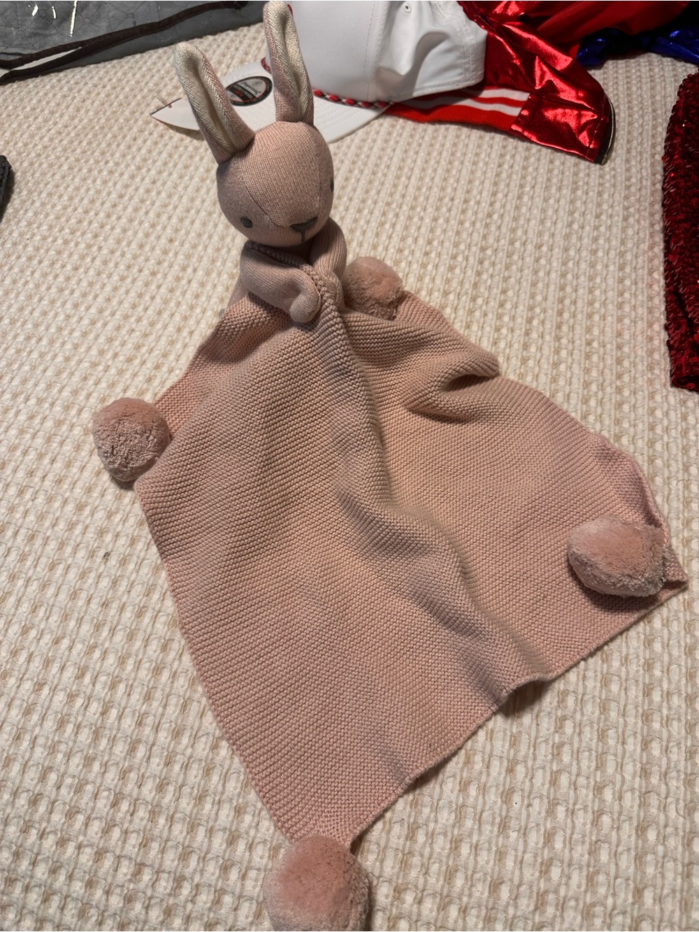 Pottery Barn Kids Blush Pink Bunny Lovey Blanket